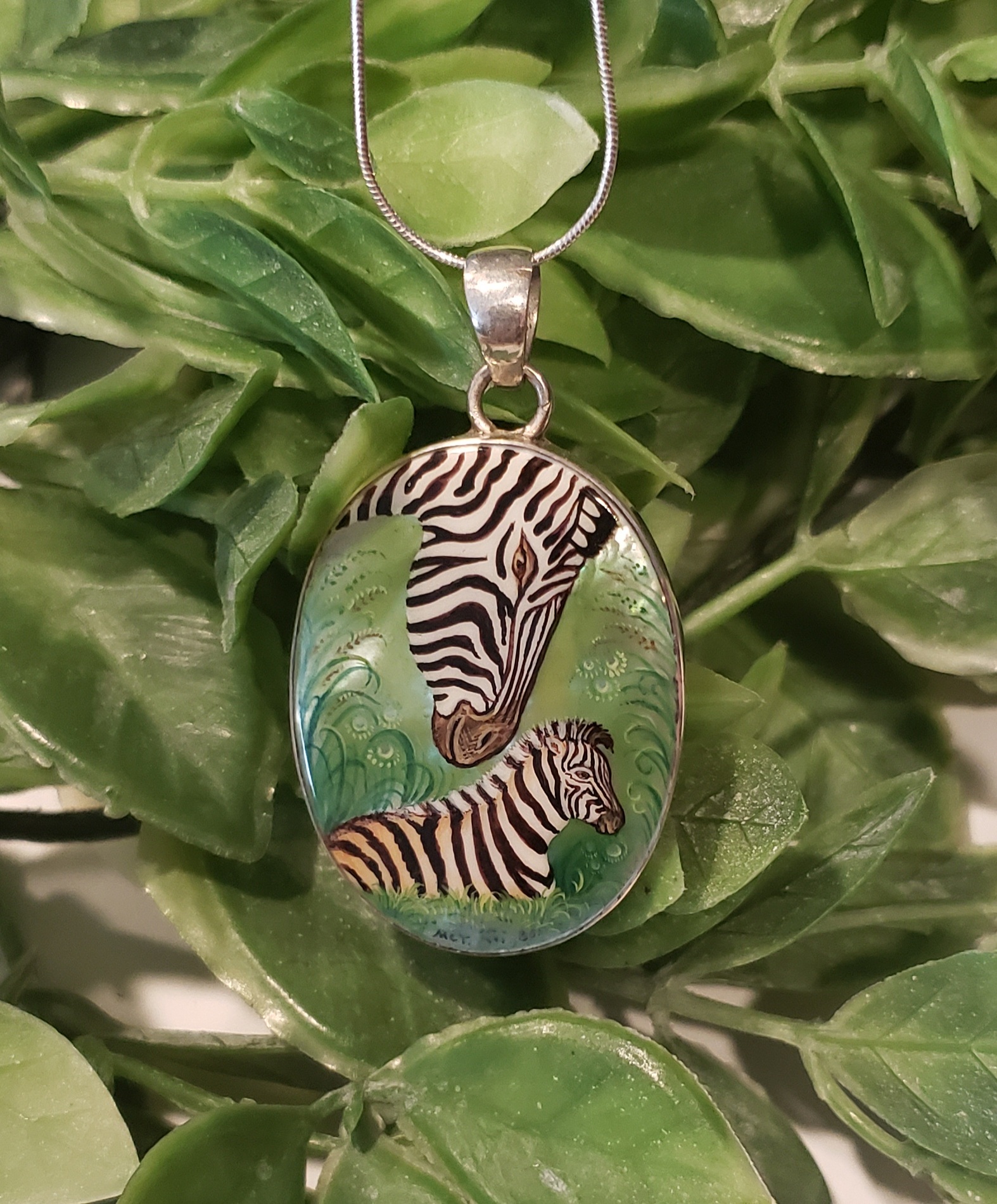 Hand painted Zebra Pendant (BP79Z)