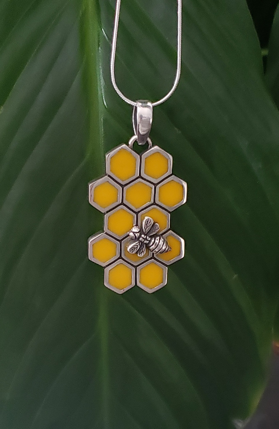 Sterling Silver Bee on Hive Pendant ( JP1074)