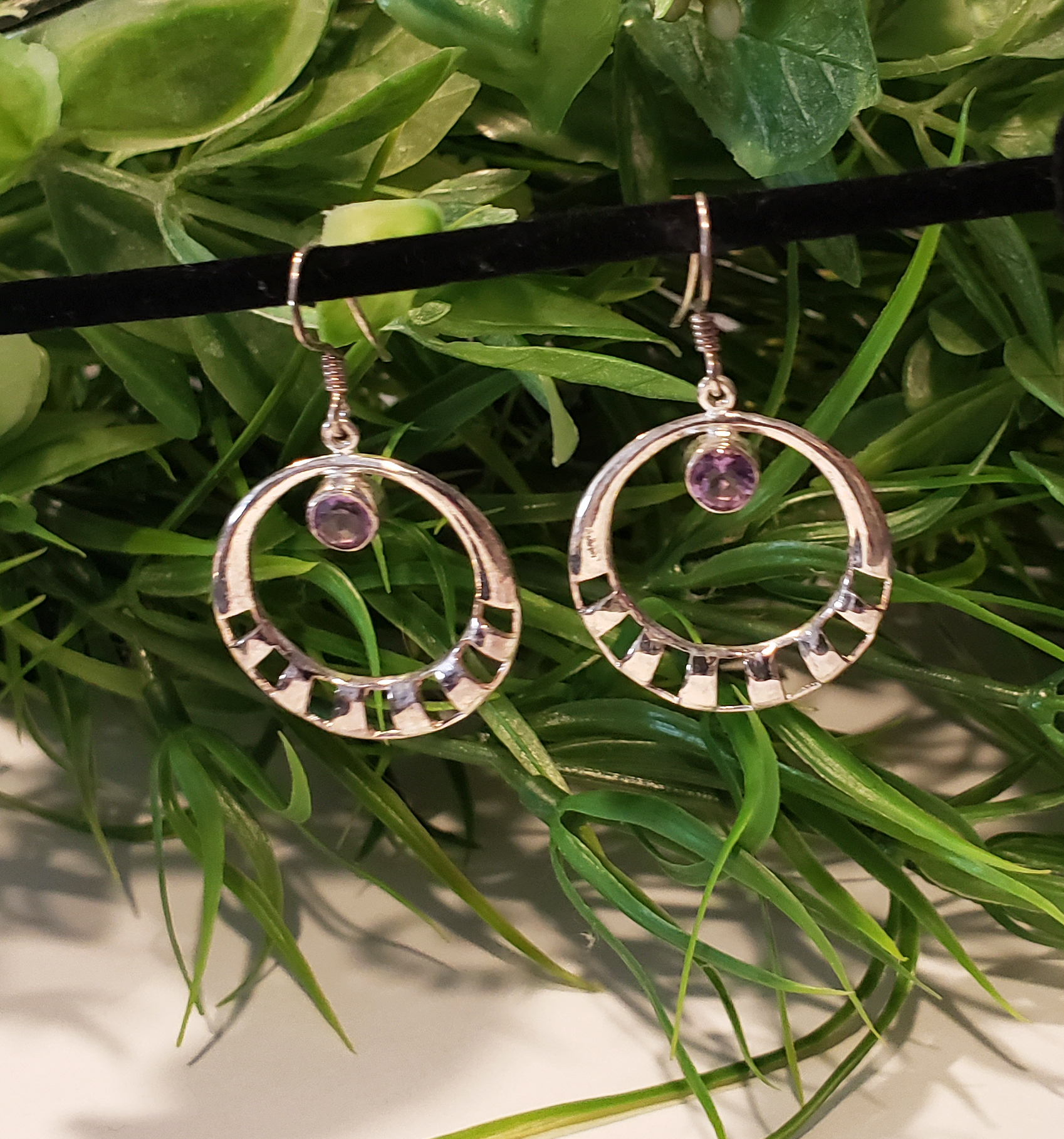 Decorative Circular Amethyst Earrings(HK9E)